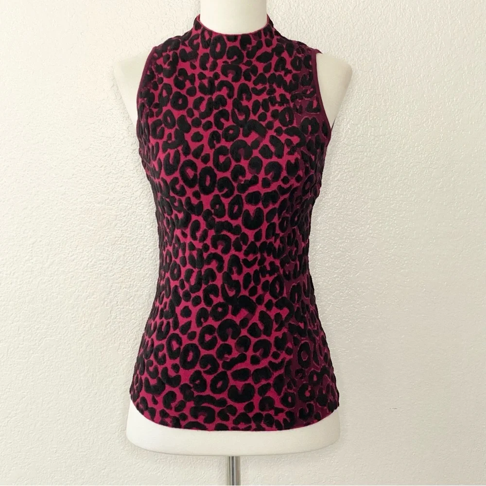MILLY Leopard Print Mock-Neck Top - Picture 1 of 5